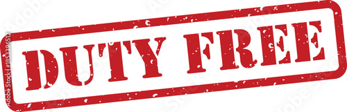 Red duty free stamp on white background