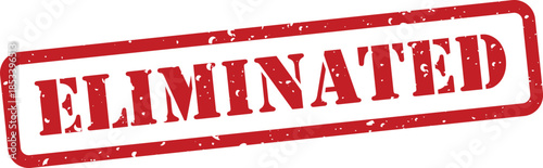 Red eliminated stamp on white background