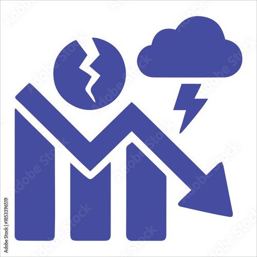Economic Crisis Icon – Recession and Financial Downturn Symbol Vector EPS 10