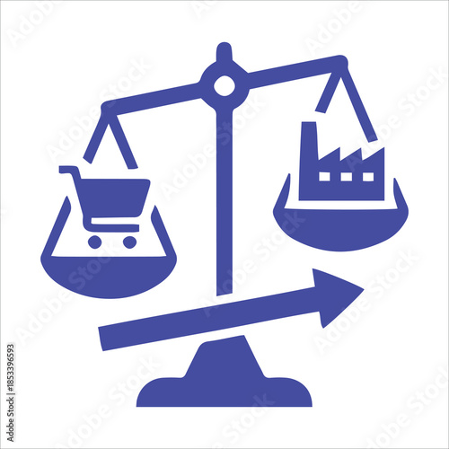 Market Supply and Demand Icon – Economic Balance and Price Mechanism Vector EPS 10