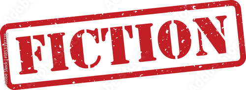 Red grungy fiction text stamp