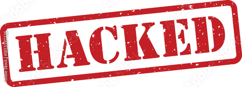 Red grungy hacked stamp