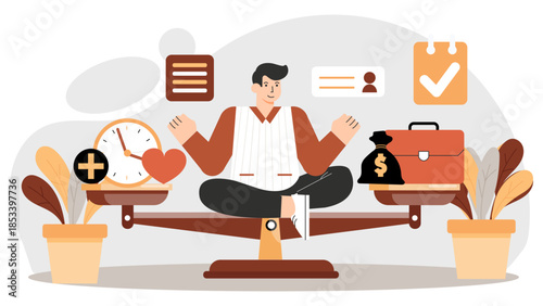 Flat design of work-life balance activities