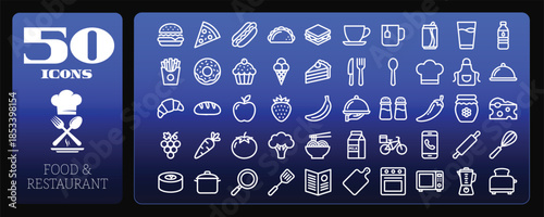 Food Drink and Restaurant Line Icons