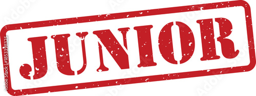 Red junior text stamp on white background