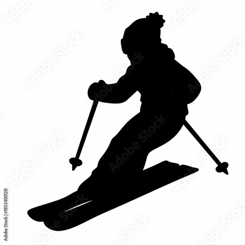 silhouette of a man skiing. ski silhouette