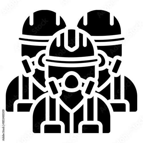 Fire Brigade Glyph Icon Mini Illustration, Use For Modern Concept, Print, Ui, Ux Kit, Web And App Development. Vector Related To Firefighter, Rescue And More