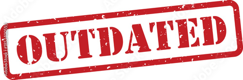 Red rubber stamp with outdated text