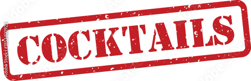Red rubber stamp with the word cocktails
