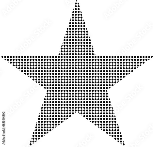 Black star symbol made of dots on white background