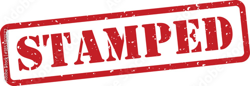 Red stamped rubber seal with distressed texture