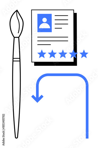 Resume with photo and star ratings next to a paintbrush, representing creativity and skill assessment. Ideal for career growth, self-branding, education, job searching, portfolio design, and artistic