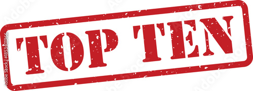 Red Top Ten stamp with distressed texture