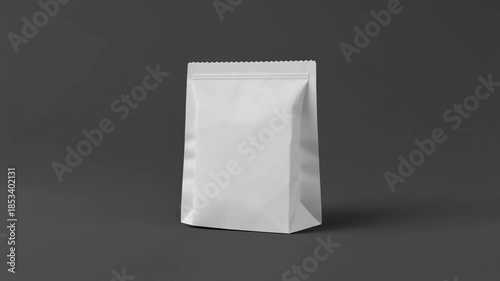 white blank pouch packaging reveal on dark background