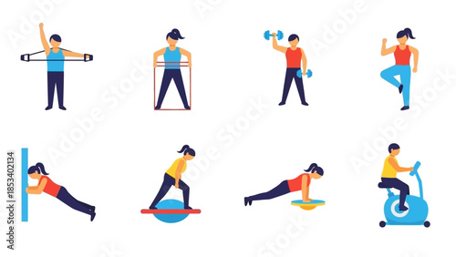 People Exercising and Working Out with Fitness Equipment.