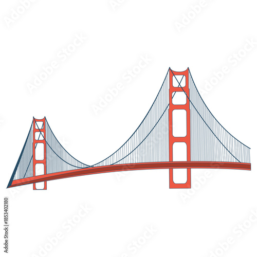 Illustration of the Golden Gate Bridge in San Francisco, California