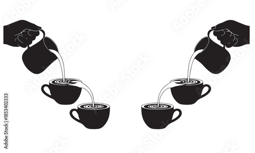 Minimalist coffee pouring illustration for cafe or restaurant design