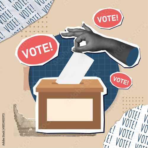 Vote awareness campaign with creative graphic elements. Vector illustration