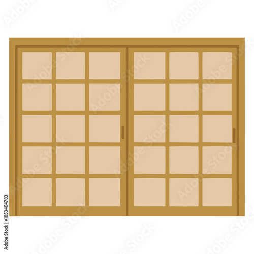 paper sliding door shoji traditional japanese flat color vector illustration template design