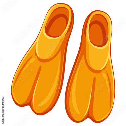 Diving flippers water sport equipment flat color vector illustration template design