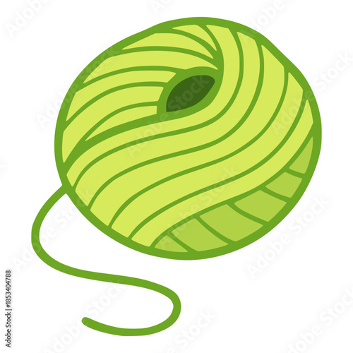 cartoon green ball yarn knit crochet flat color vector illustration template design