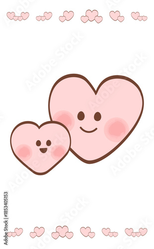 かわいいハートのイラスト 家族や親子のイメージの手描きデザイン