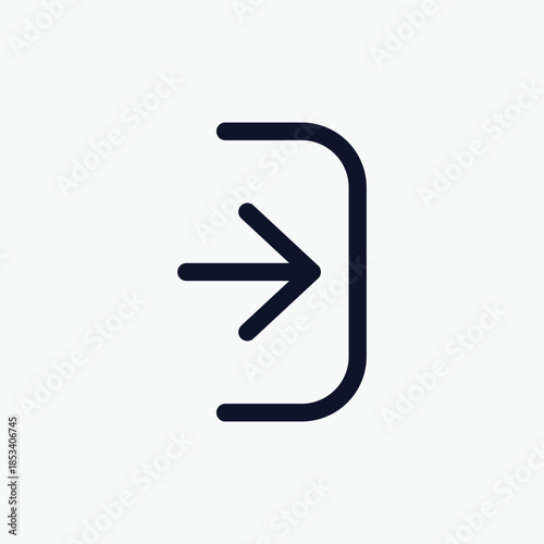 Modern semi rounded login sign in vector icon, featuring a sleek U-shaped door frame and directional arrow for mobile app UI