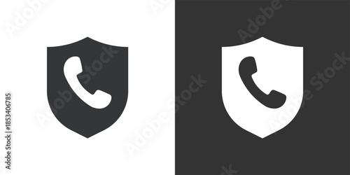 Protected Call icon. Solid glyph series icon