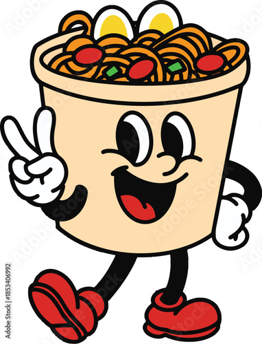 cup noodles mascot illustration vector