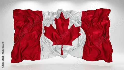 3D render of a vibrant Canadian flag rippling gracefully on a clean white background for national pride concept and sovereignty