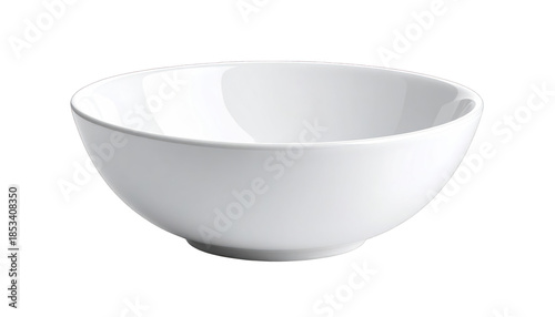 Plain white ceramic bowl with a rounded shape, isolated against a black background
