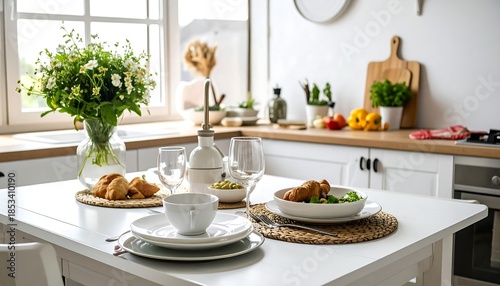 Wallpaper Mural Modern kitchen island breakfast scene Torontodigital.ca