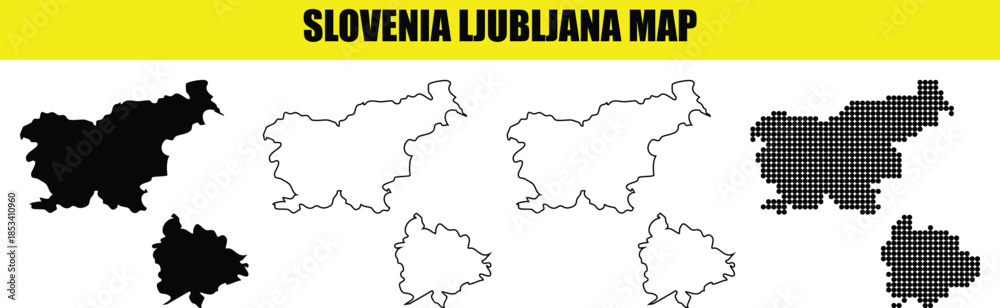 Obraz premium Slovenia ljubljana map vector graphics featuring solid silhouette outline and dotted styles for professional creative use