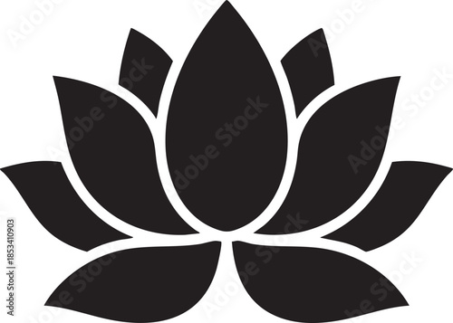 Minimal Black Lotus Flower Silhouette Symbol Of Purity Spiritual Harmony And Elegant Design