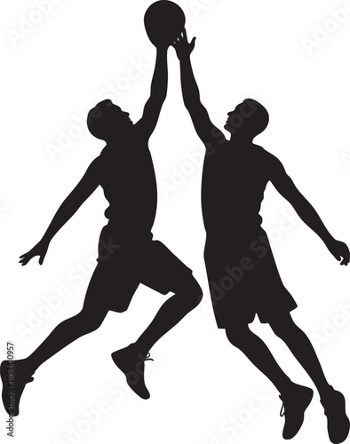 Dynamic Basketball Players Silhouette Jump Shot Action Sports Competition And Athletic Energy