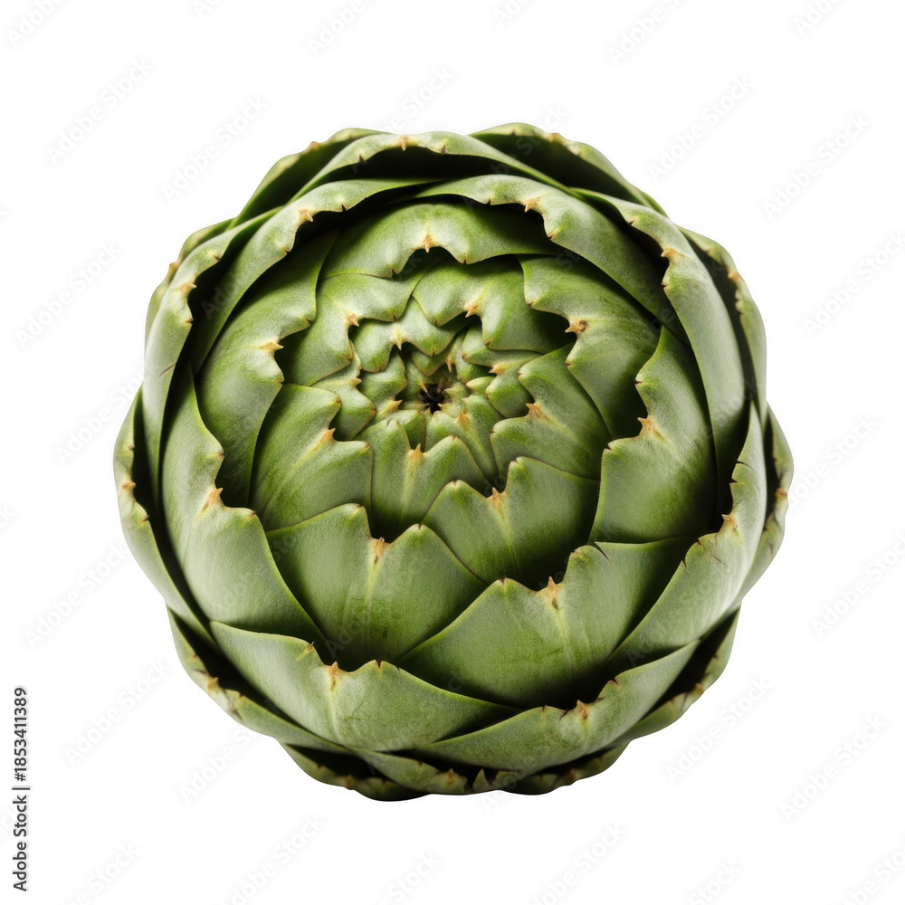 Fototapeta premium Fresh green artichoke vegetable on white background, top view