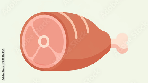 Roast ham icon, festive holiday food vector, New Year's Eve ham dinner illustration, New Year feast icon, flat food symbol, holiday meal icon
