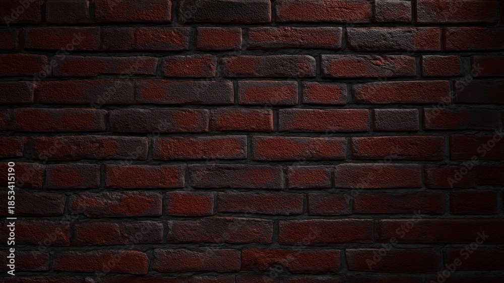 Fototapeta premium Red brick wall pattern with shadowed contrast. AI image
