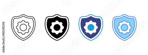 Shield icon set multiple style collection