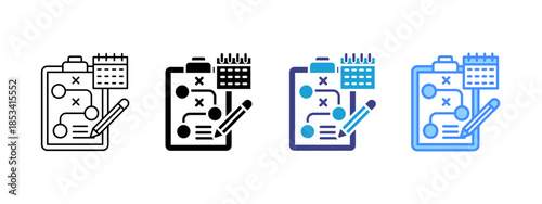 Planning icon set multiple style collection