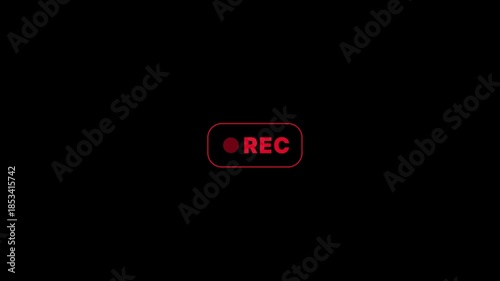 Red Recording Button Vector Icon with REC Text for Video Camera and Digital Media Interface