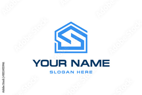 S Home Logo. Modern Real Estate House Monogram Symbol