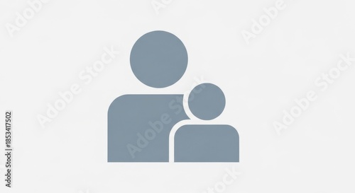 Representational icon depicting parental care, featuring minimalistic design and muted color