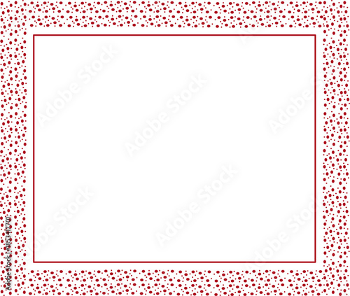 Red dotted square frame with stipple effect confetti border