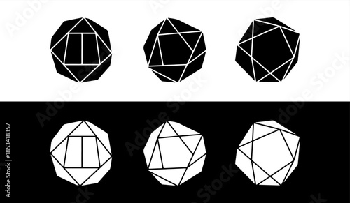 Geometric shapes with lines inside dodecahedron illustration