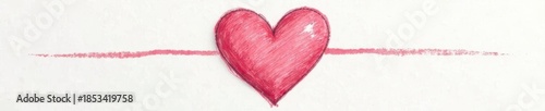 Hand-drawn heart sketch, light pencil strokes , retro, love