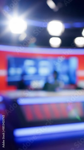 Wallpaper Mural News Studio With Blue And Red Lights And Multiple Screens In Background Showing Information Torontodigital.ca