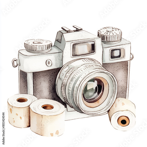 Vintage camera with film rolls capturing memories and moments in time.