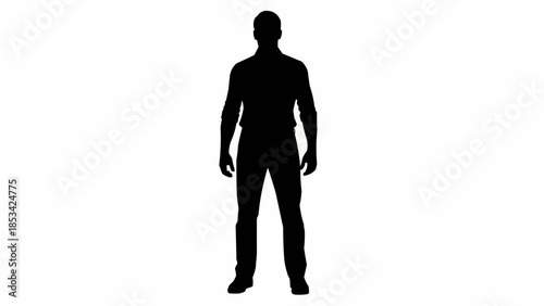 Silhouette of a man standing confidently against a white background.