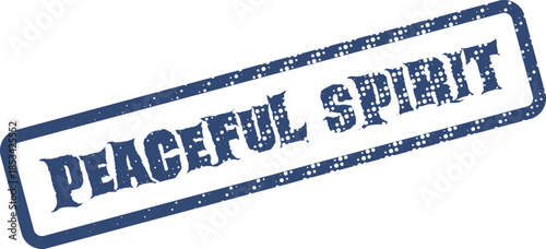 Peaceful Spirit textured blue rubber stamp impression design element for mindful wellbeing concepts